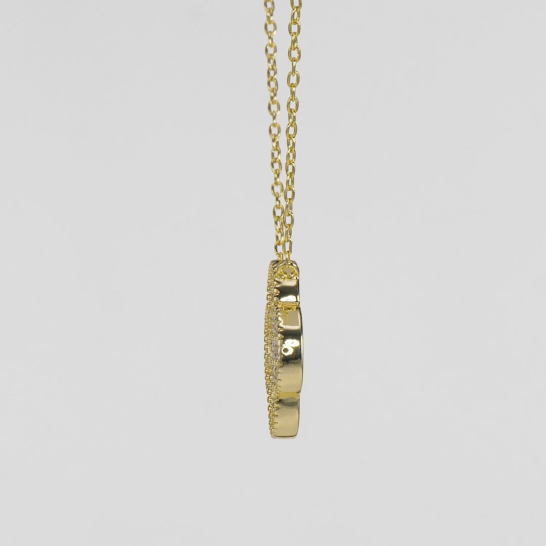 1.05 Cts Lab Grown Diamond Clover Necklace in 925 Yellow Gold Plated