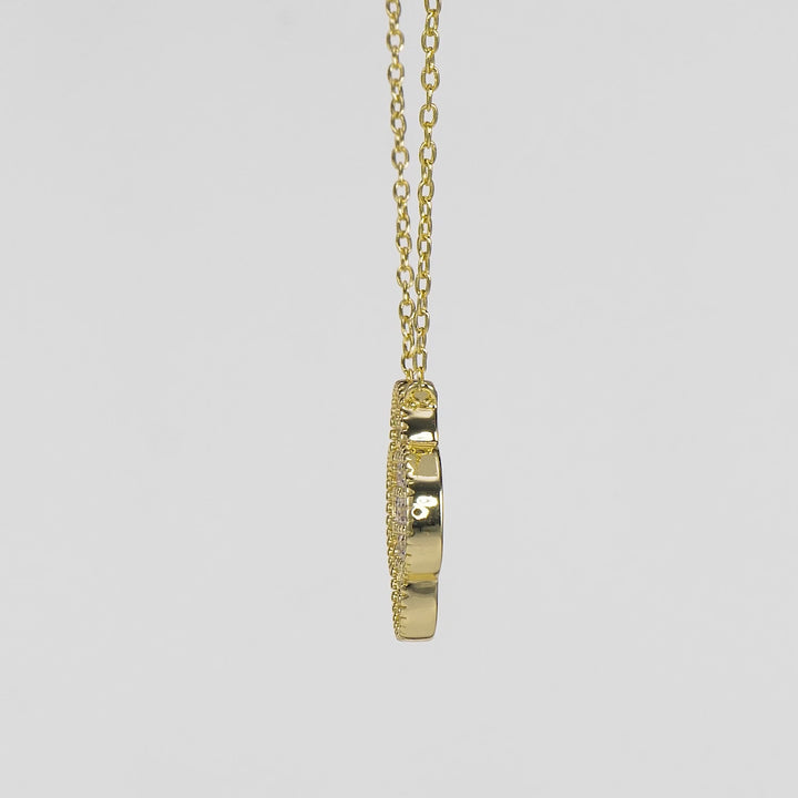 1.05 Cts Lab Grown Diamond Clover Necklace in 925 Yellow Gold Plated