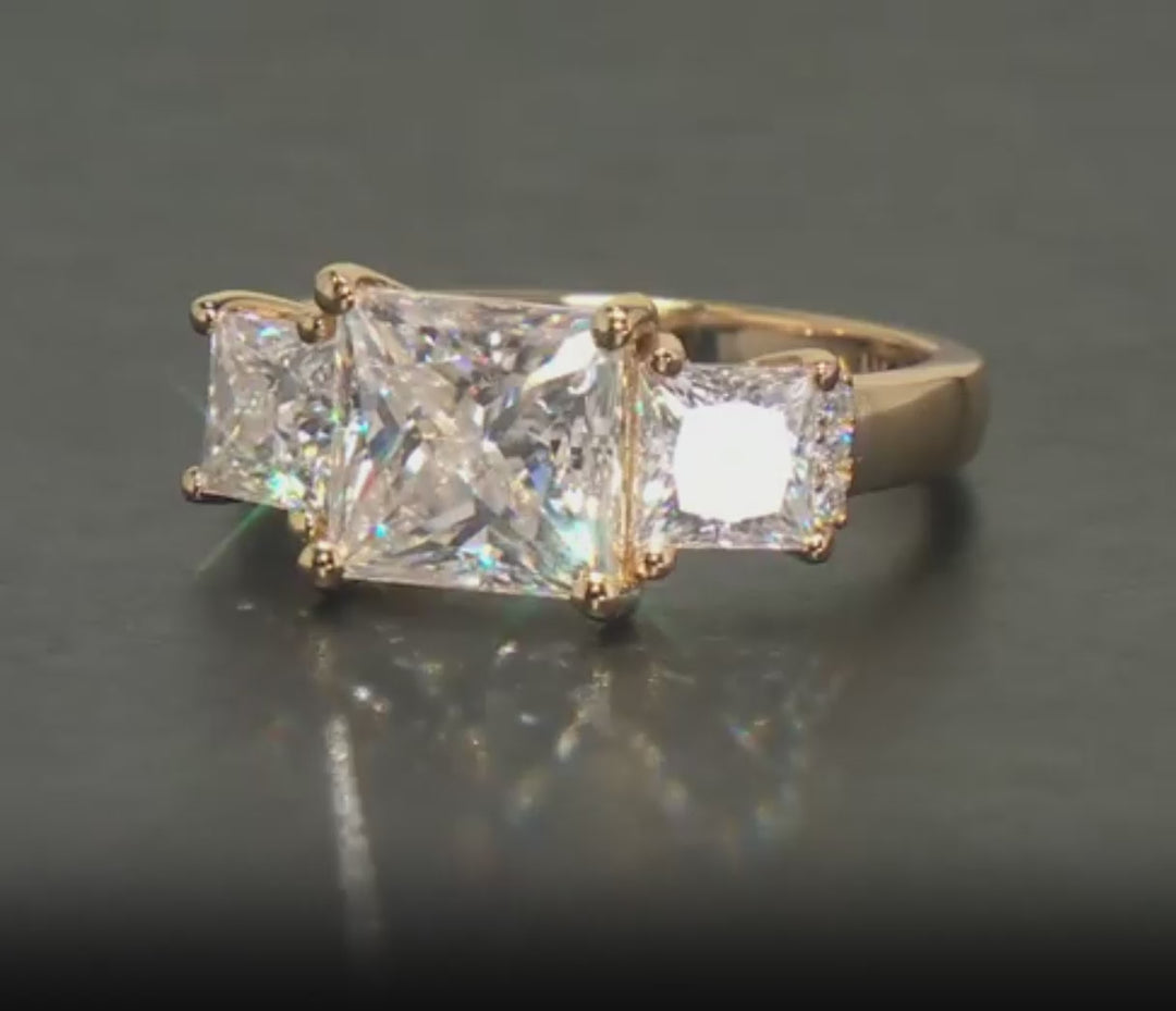 4.60 DEW Moissanite Ring in 925 Yellow Gold Plated