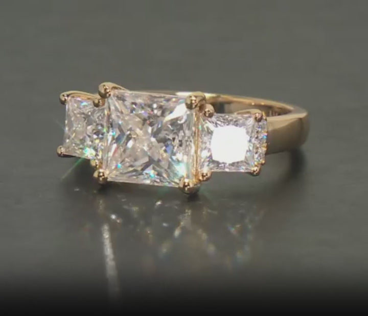 4.60 DEW Moissanite Ring in 925 Yellow Gold Plated