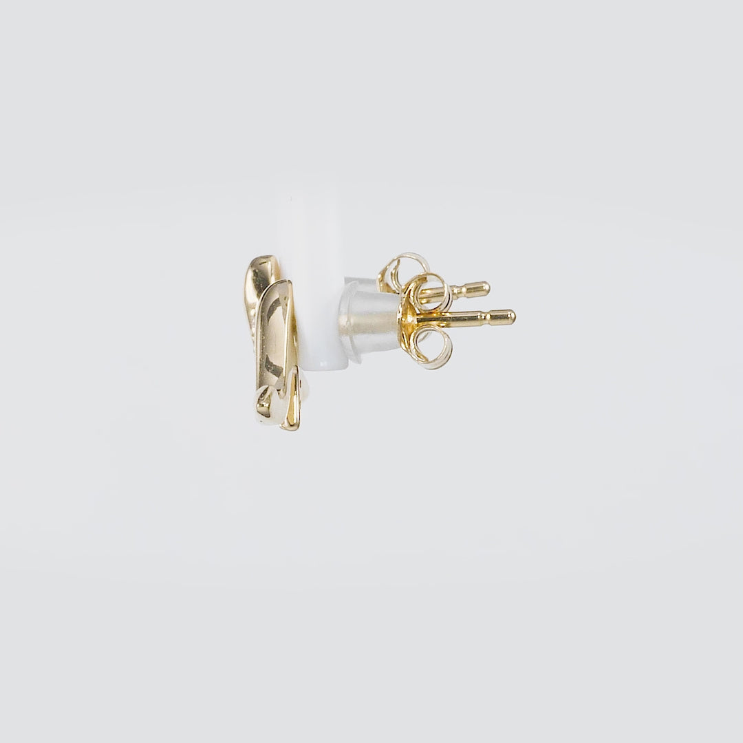 0.03 Cts White Diamond HEEL Earring in 14K Yellow Gold