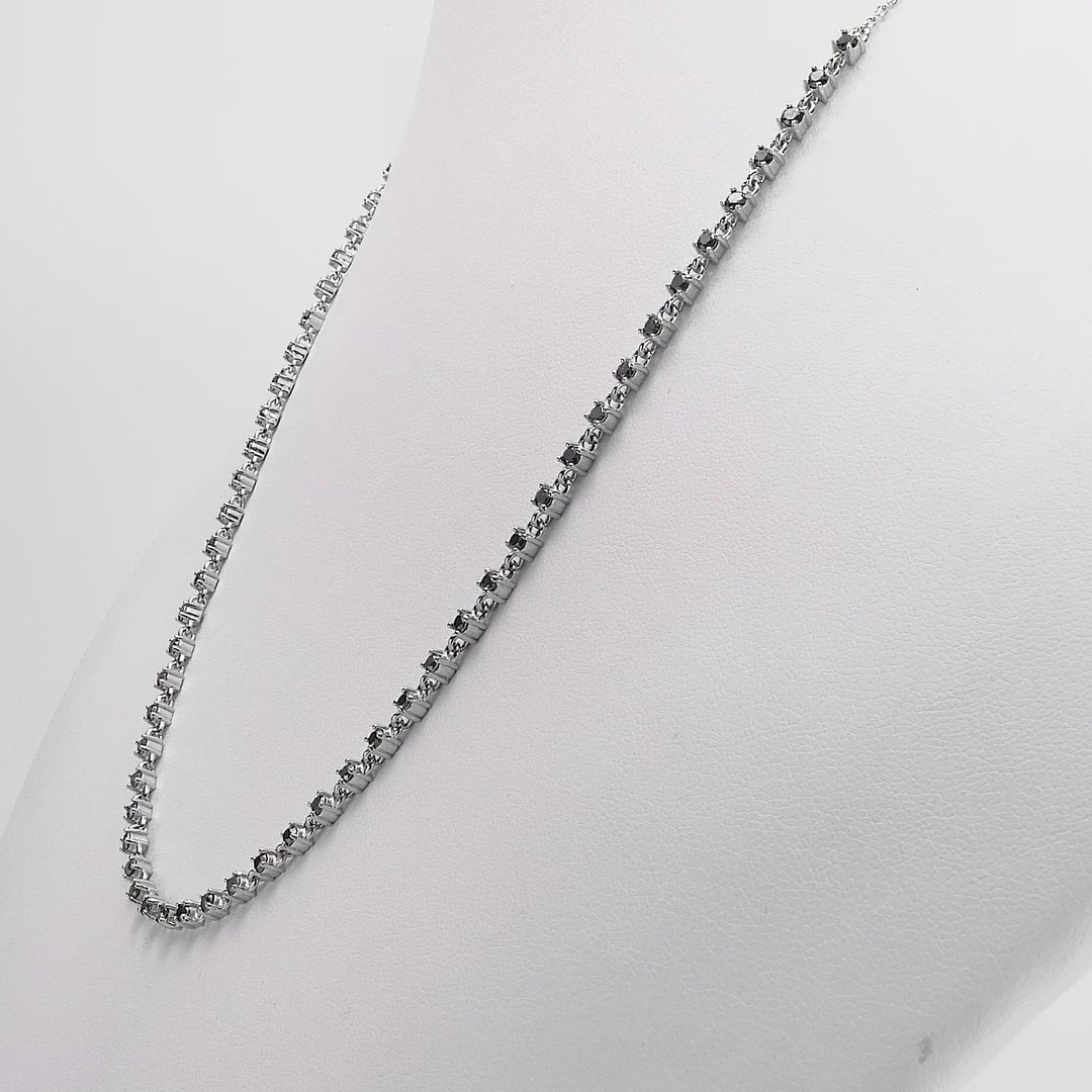 2.80 Ctw Black Diamond Necklace in 925 Sterling Silver