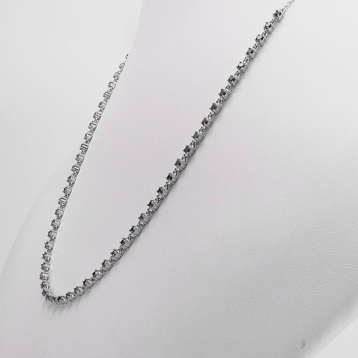2.80 Ctw Black Diamond Necklace in 925 Sterling Silver