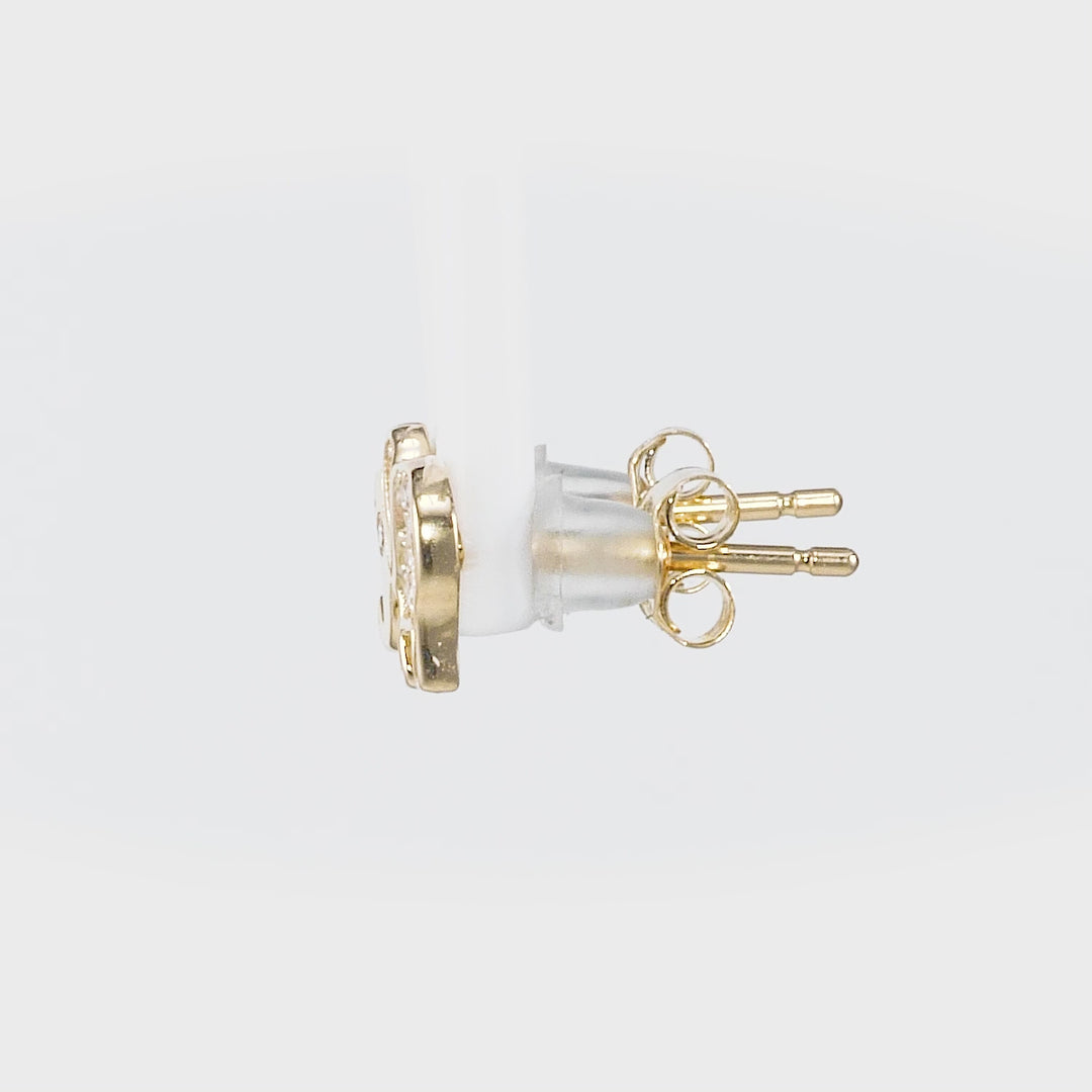 0.12 Cts White Diamond ELEPHANT Earring in 14K Yellow Gold